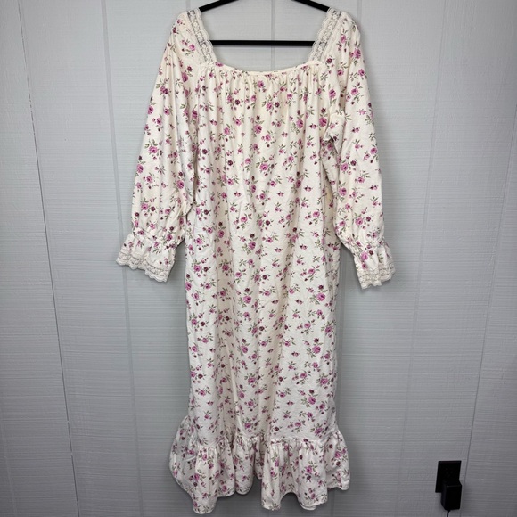Vintage Victoria’s Secret Pink Floral Prairie Traditional Nightgown Lace Trim XL - Picture 7 of 8